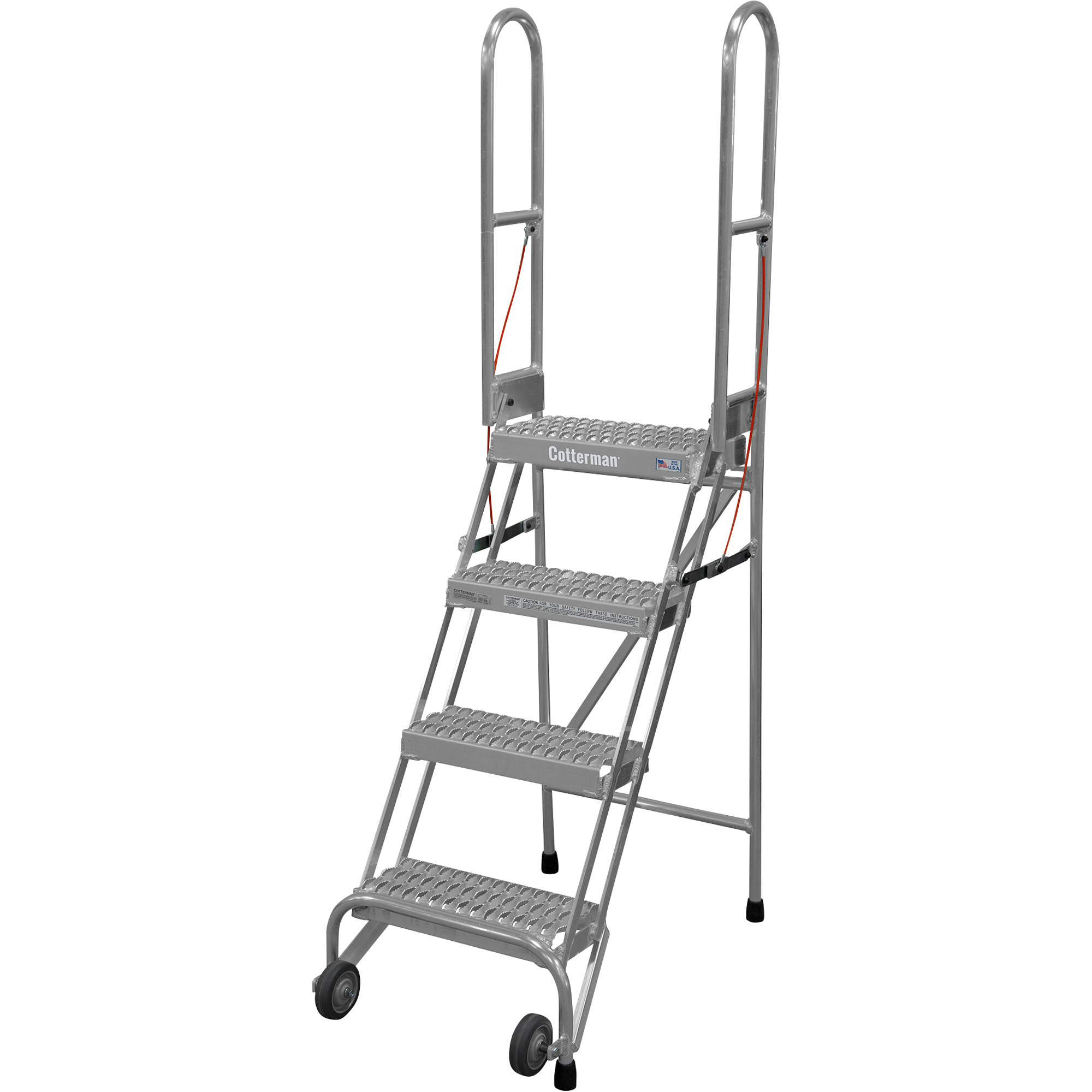 Cotterman Folding Rolling Ladder, 4 Steps, 350Lb. Capacity, Serrated